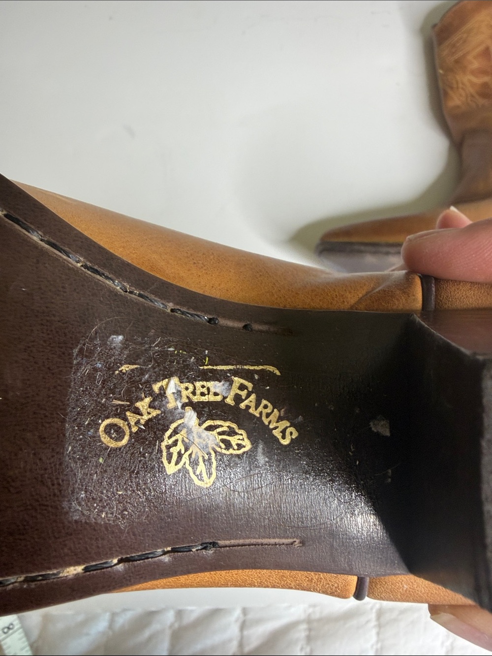 Oak Tree Farm Women's Tan Leather Western Cowboy Boots Size 8 - Picture 2 of 8